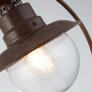 Searchlight Electric Station Outdoor Post - Brown Metal & Clear Glass 7655RU