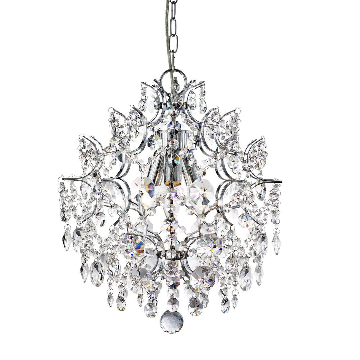 Harrietta  3Lt Pendant - Chrome Metal & Clear Crystal