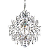 Harrietta  3Lt Pendant - Chrome Metal & Clear Crystal