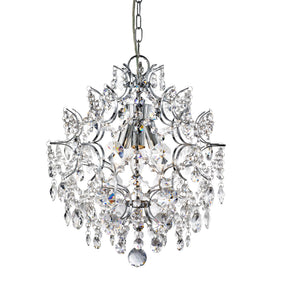 Harrietta  3Lt Pendant - Chrome Metal & Clear Crystal