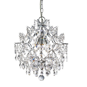 Harrietta  3Lt Pendant - Chrome Metal & Clear Crystal