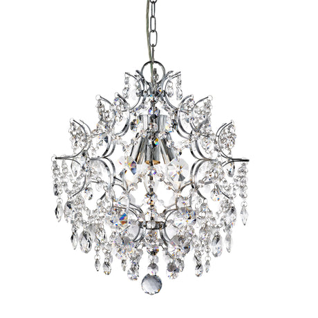 Harrietta  3Lt Pendant - Chrome Metal & Clear Crystal