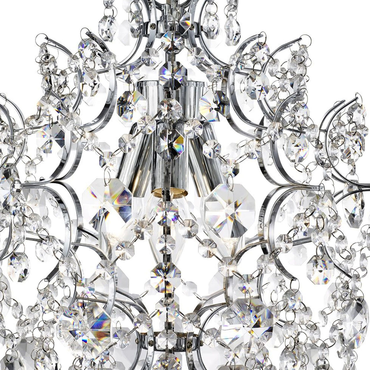 Searchlight Electric Harrietta  3Lt Pendant - Chrome Metal & Clear Crystal 7673-3CC