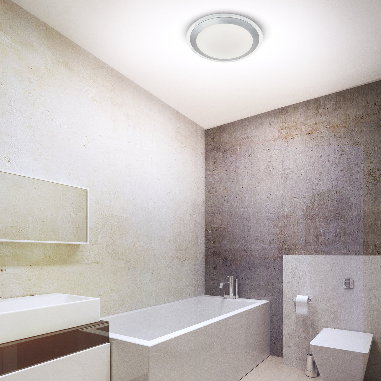 Searchlight Electric Chester LED Bathroom Flush  -  Acrylic & Silver Metal, IP44 7684-33SI