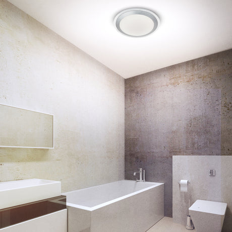 Searchlight Electric Chester LED Bathroom Flush  -  Acrylic & Silver Metal, IP44 7684-33SI