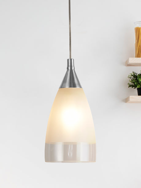 Searchlight Electric Ankara Pendant - Satin Silver & Acid Glass 7702