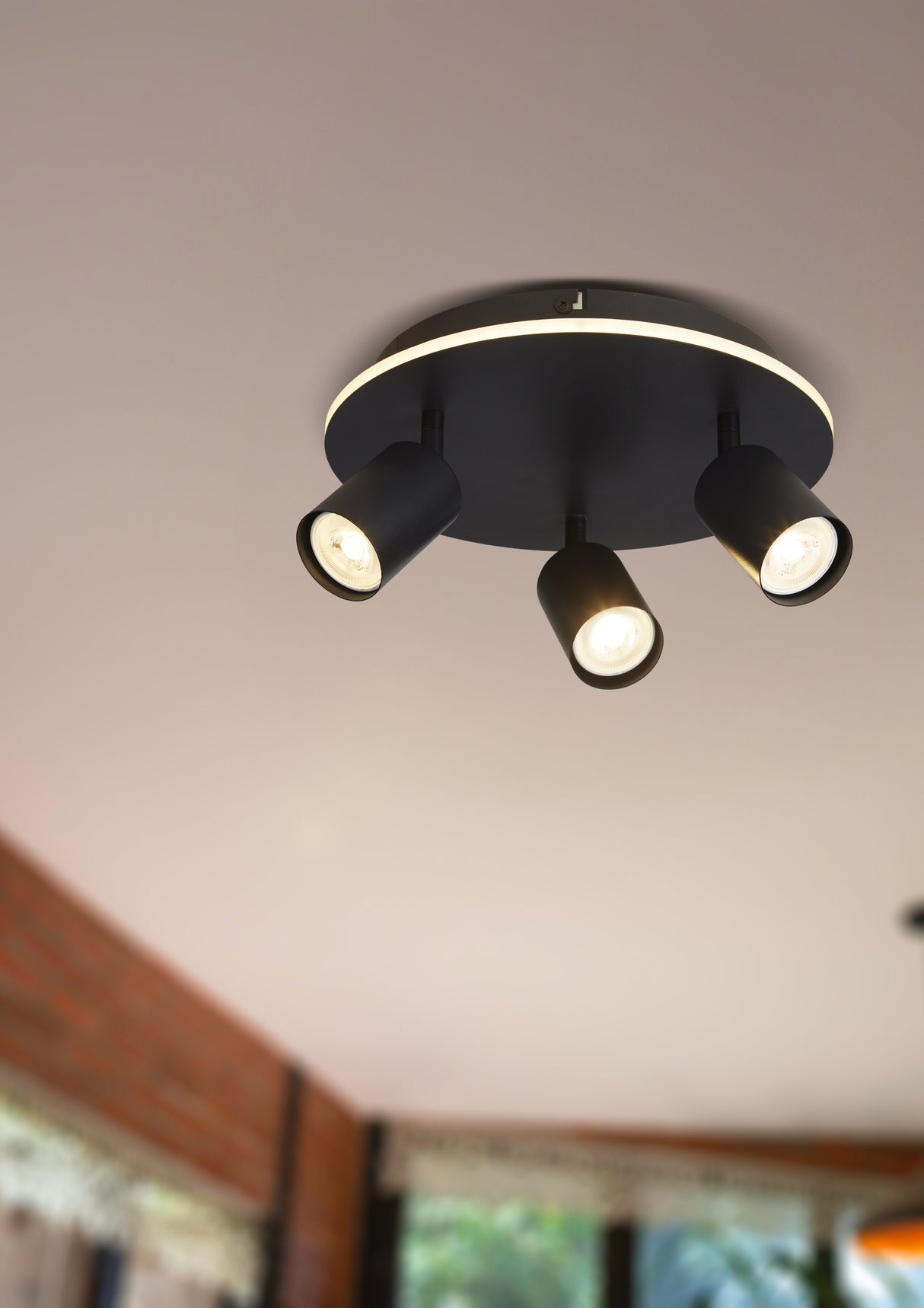 Searchlight Electric San Diego 3Lt Flush, Matt Black Metal 77230-3BK