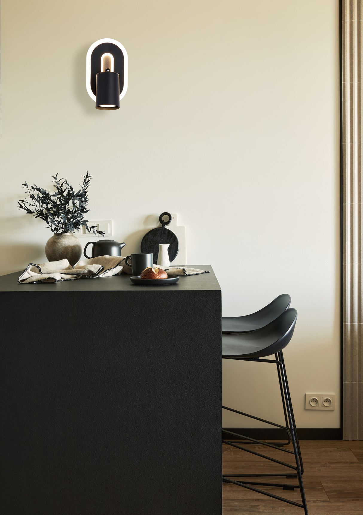 Searchlight Electric San Diego Wall Light, Matt Black Metal 77230BK