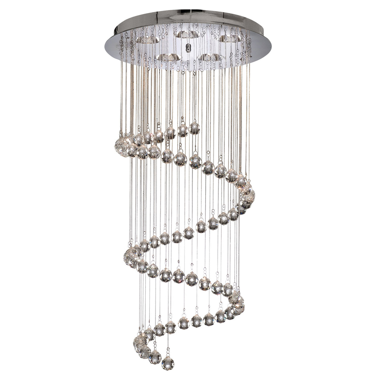 Hallway 3Lt Multi-Drop Pendant- Chrome Metal & Clear Crystal