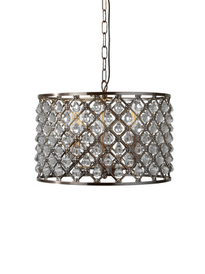 Searchlight Electric Marquise 3Lt Drum Pendant - Antique Copper Metal & Glass 7813-3CU