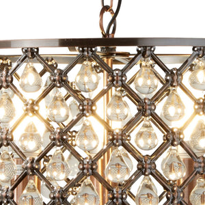 Searchlight Electric Marquise 3Lt Drum Pendant - Antique Copper Metal & Glass 7813-3CU