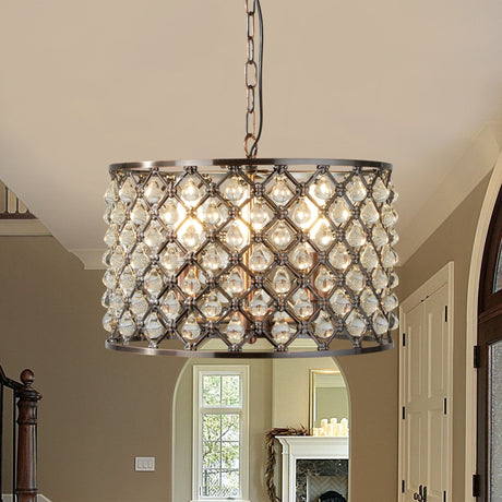Searchlight Electric Marquise 3Lt Drum Pendant - Antique Copper Metal & Glass 7813-3CU