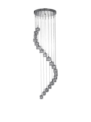 Searchlight Electric Ice Cube  20Lt Multi-Drop Pendant  - Chrome Metal & Glass 7820-20-LED