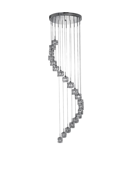 Searchlight Electric Ice Cube  20Lt Multi-Drop Pendant  - Chrome Metal & Glass 7820-20-LED
