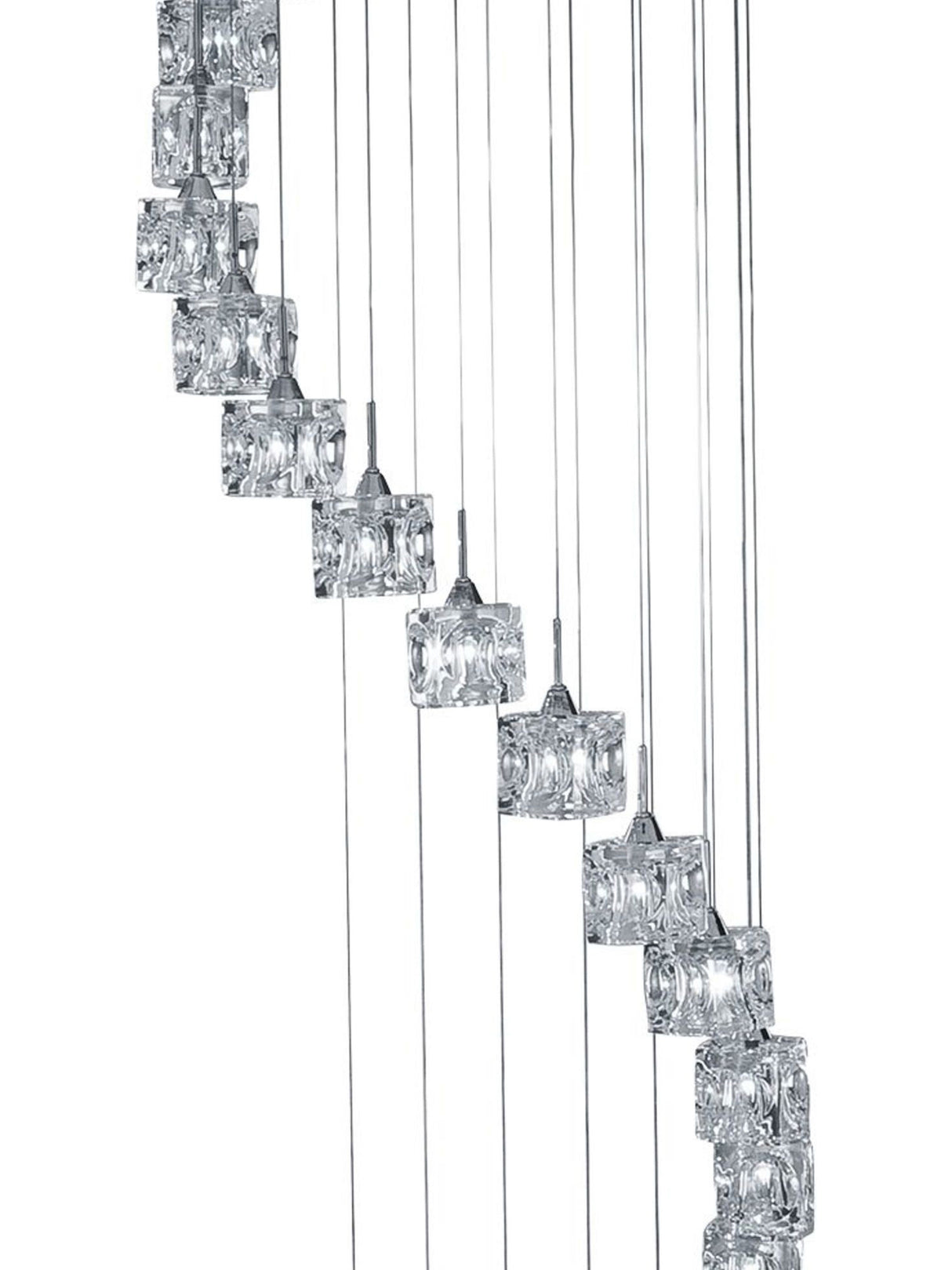 Searchlight Electric Ice Cube  20Lt Multi-Drop Pendant  - Chrome Metal & Glass 7820-20-LED