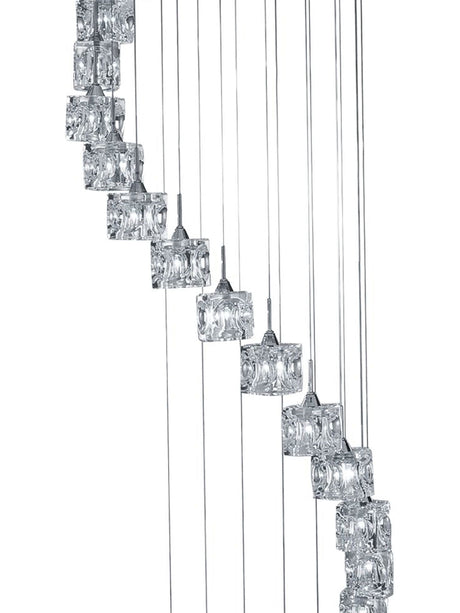 Searchlight Electric Ice Cube  20Lt Multi-Drop Pendant  - Chrome Metal & Glass 7820-20-LED