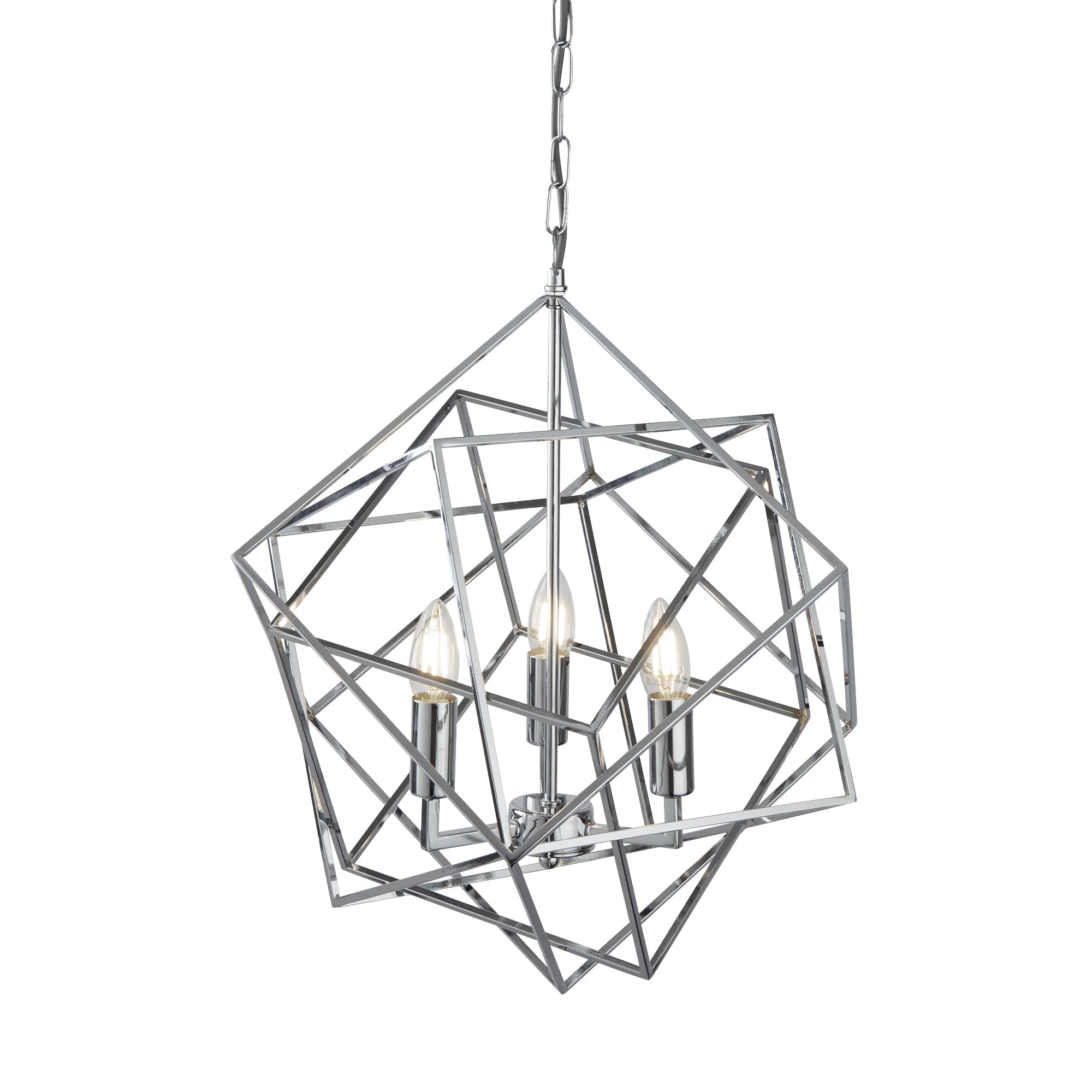 Cube 3Lt Pendant  - Polished Chrome Metal