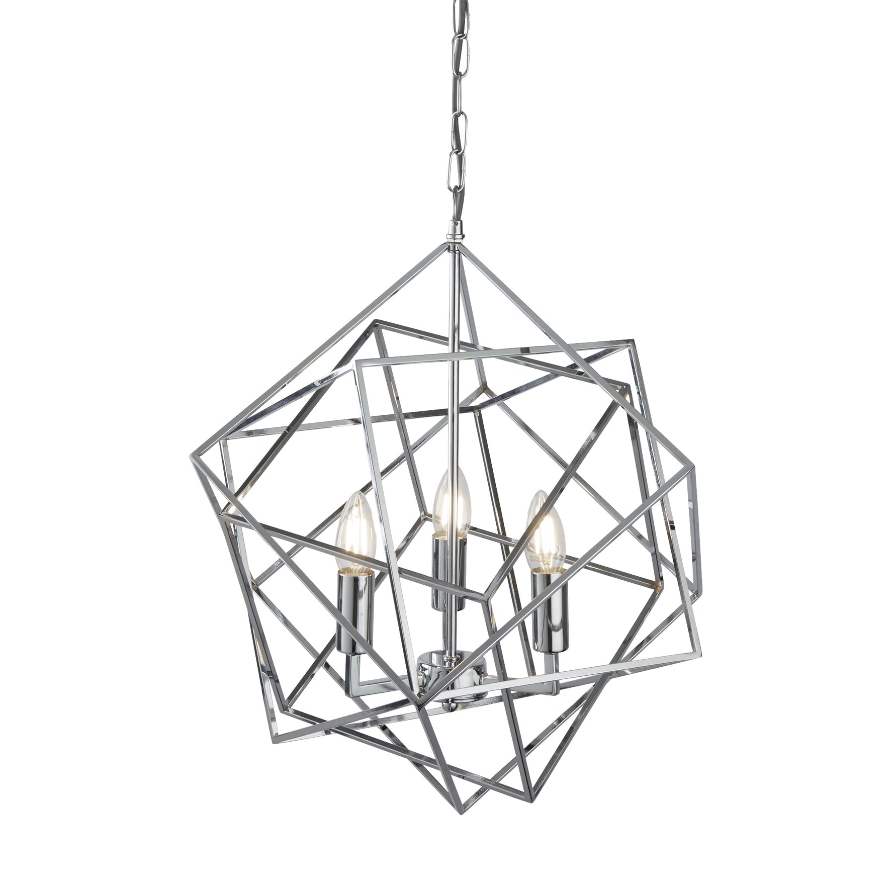 Cube 3Lt Pendant  - Polished Chrome Metal