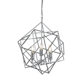 Cube 3Lt Pendant  - Polished Chrome Metal