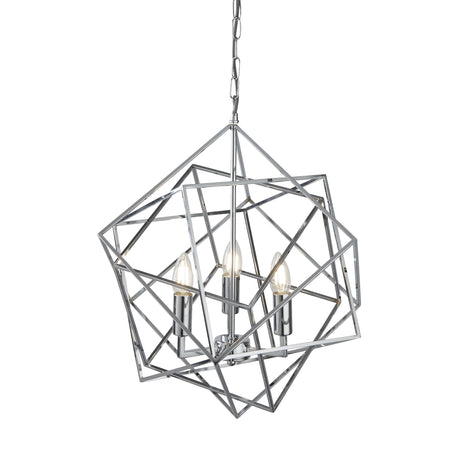 Cube 3Lt Pendant  - Polished Chrome Metal