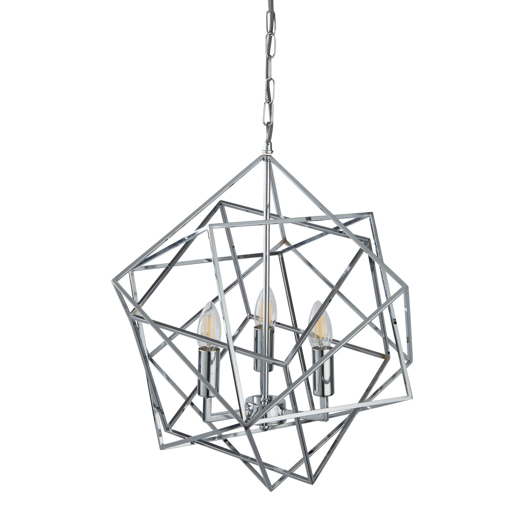 Searchlight Electric Cube 3Lt Pendant  - Polished Chrome Metal 7863-3CC