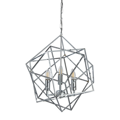 Searchlight Electric Cube 3Lt Pendant  - Polished Chrome Metal 7863-3CC