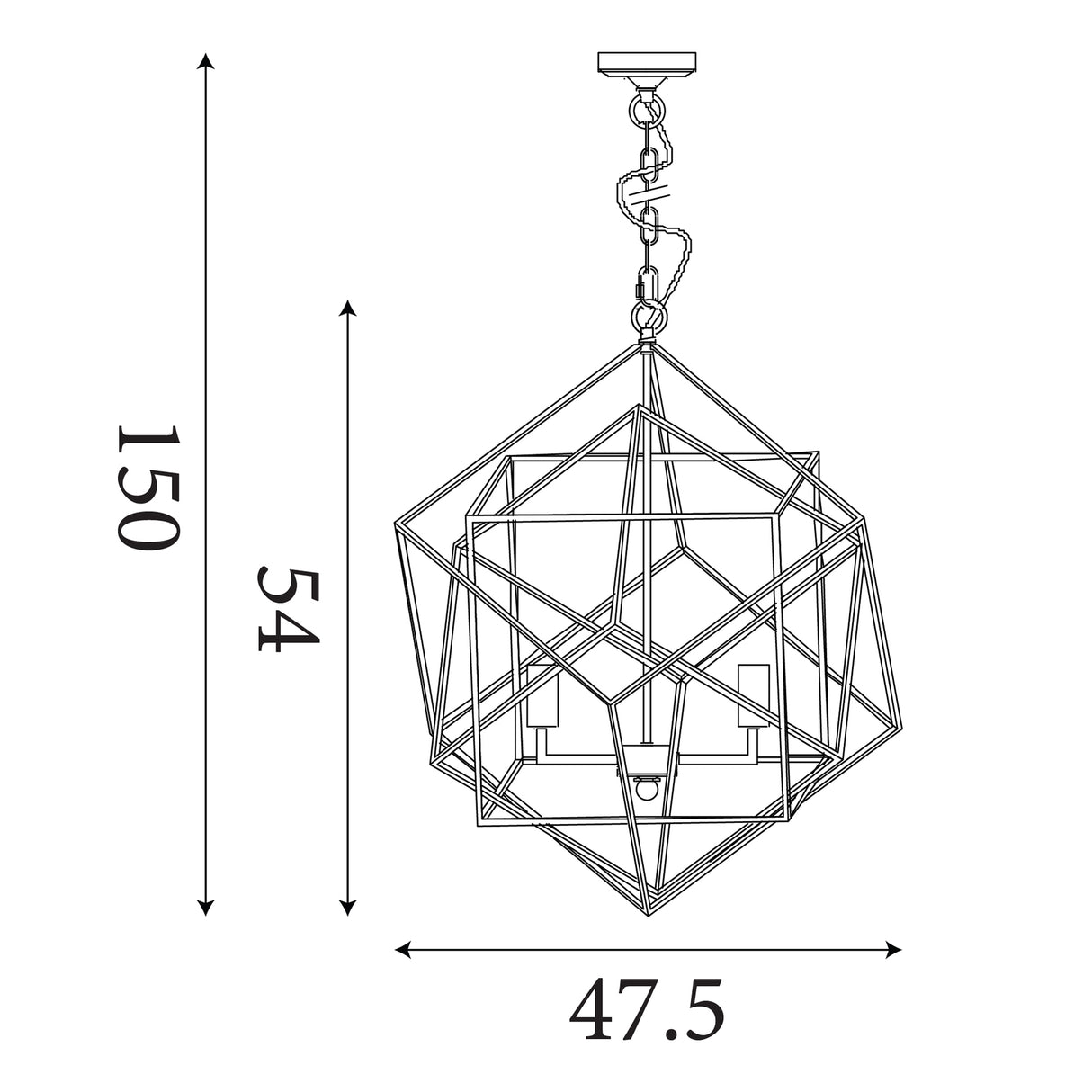 Searchlight Electric Cube 3Lt Pendant  - Polished Chrome Metal 7863-3CC