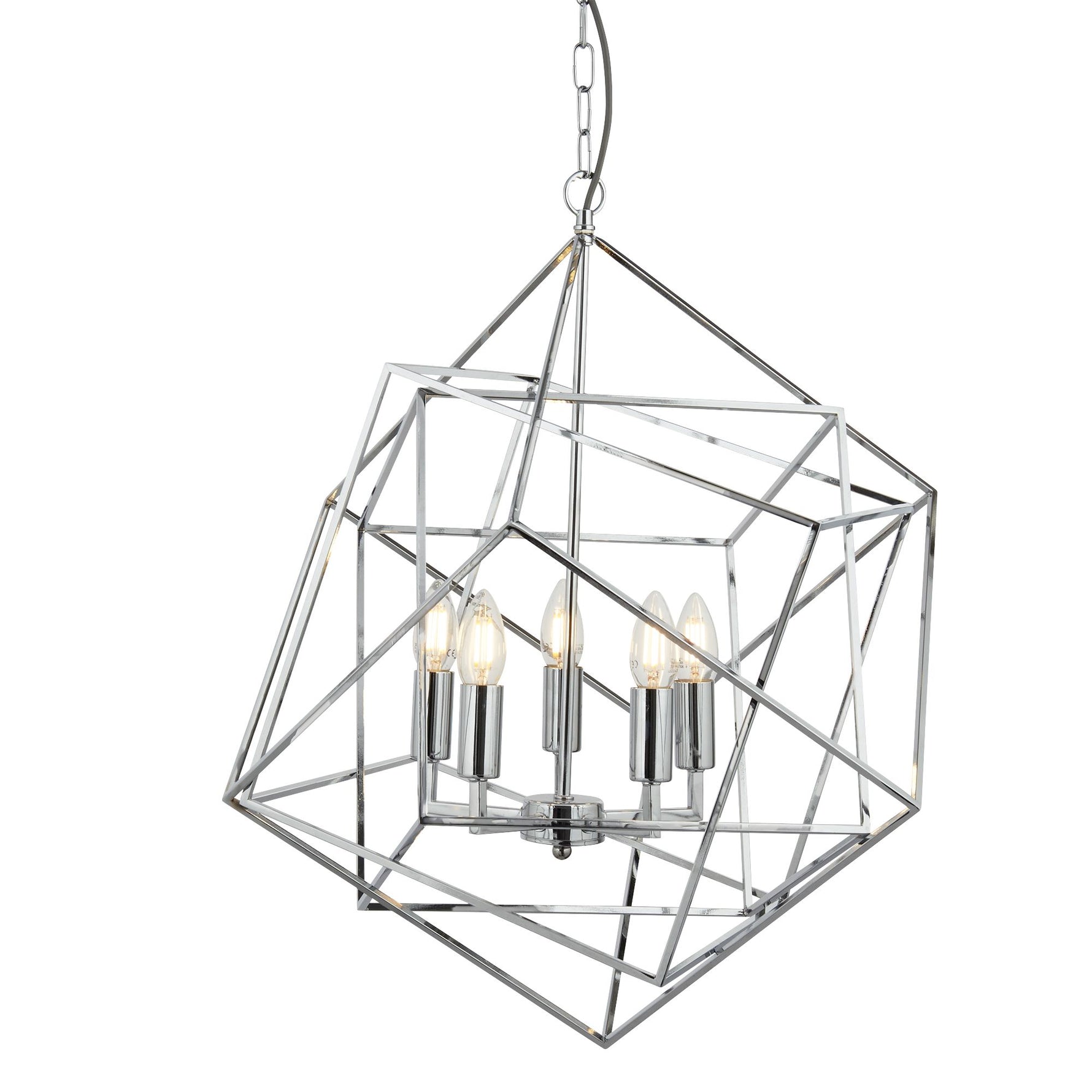Cube 5Lt Pendant - Polished Chrome Metal