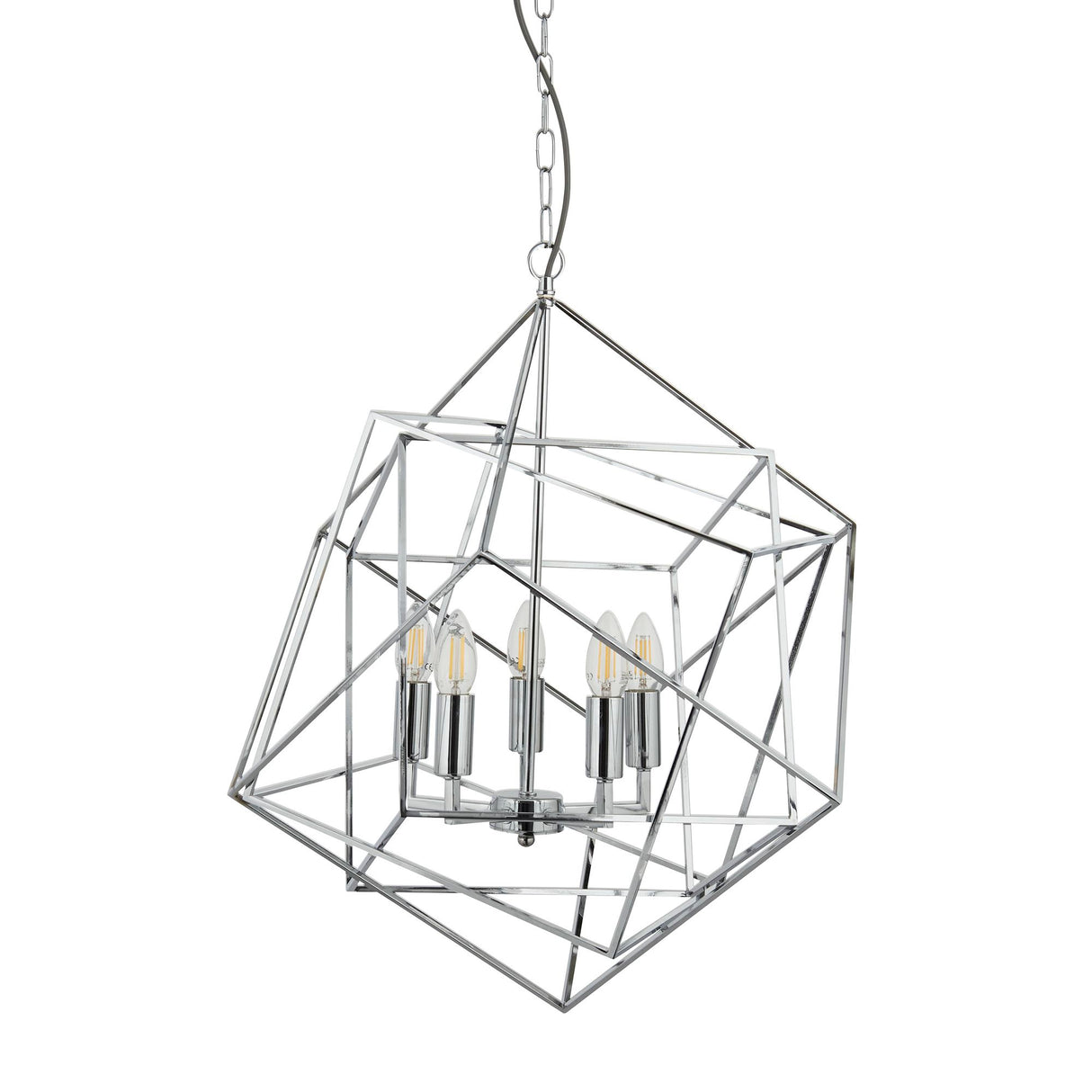 Searchlight Electric Cube 5Lt Pendant - Polished Chrome Metal 7865-5CC