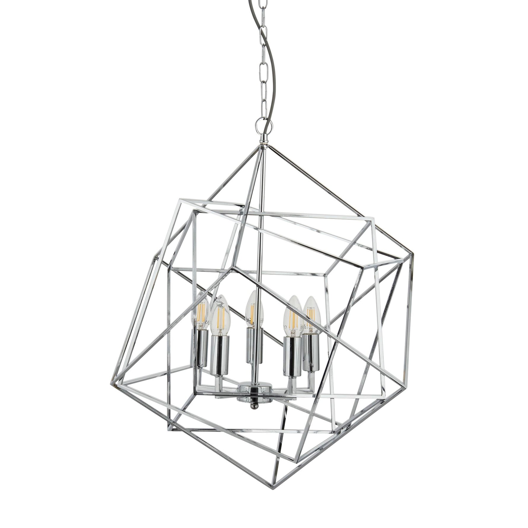Searchlight Electric Cube 5Lt Pendant - Polished Chrome Metal 7865-5CC