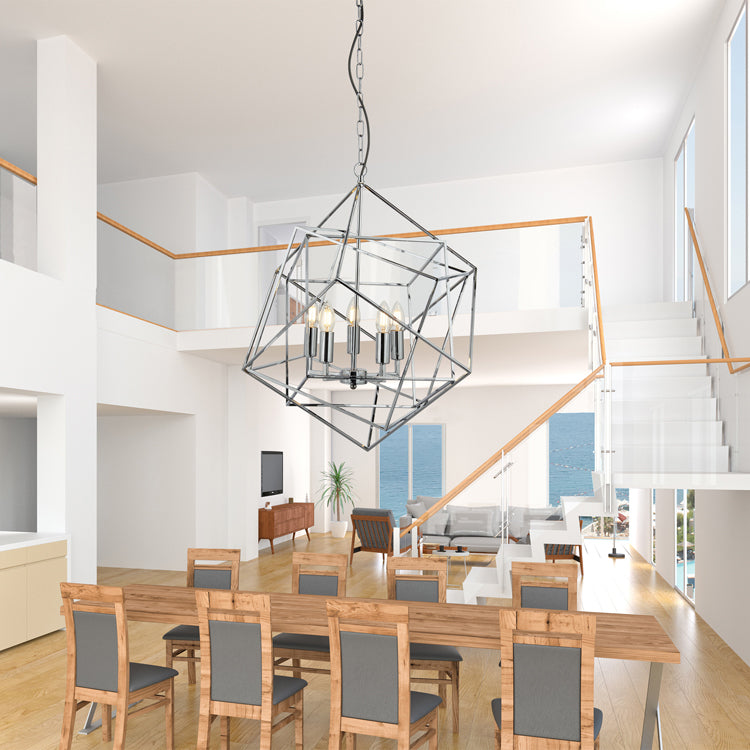 Searchlight Electric Cube 5Lt Pendant - Polished Chrome Metal 7865-5CC