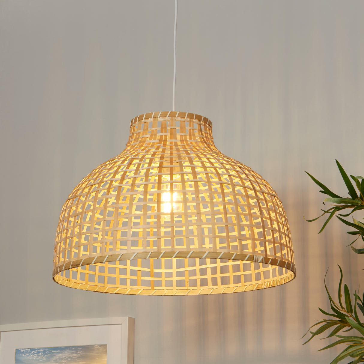Searchlight Electric Bali Pendant - Bamboo 7867CW