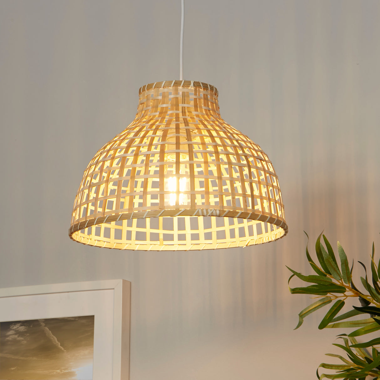 Searchlight Electric Bali Pendant - Bamboo 7868CW