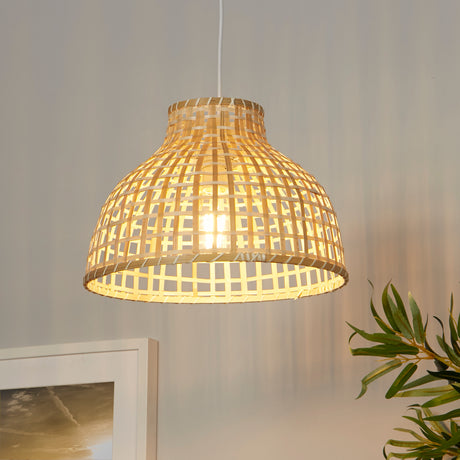 Searchlight Electric Bali Pendant - Bamboo 7868CW