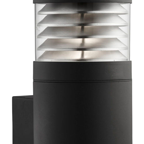 Searchlight Electric Bronx Outdoor Wall Light-Black Metal, Clear Glass & Polycarb 7899BK