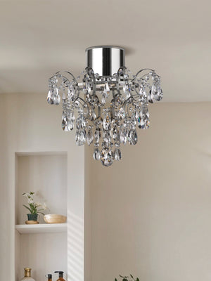 Searchlight Electric Belle Chandelier  - Chrome Metal & Clear Crystal 7901-1CC-LED