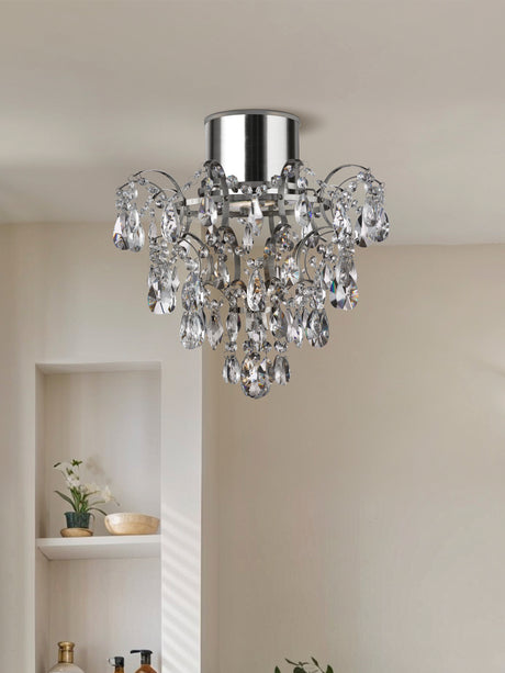 Searchlight Electric Belle Chandelier  - Chrome Metal & Clear Crystal 7901-1CC-LED