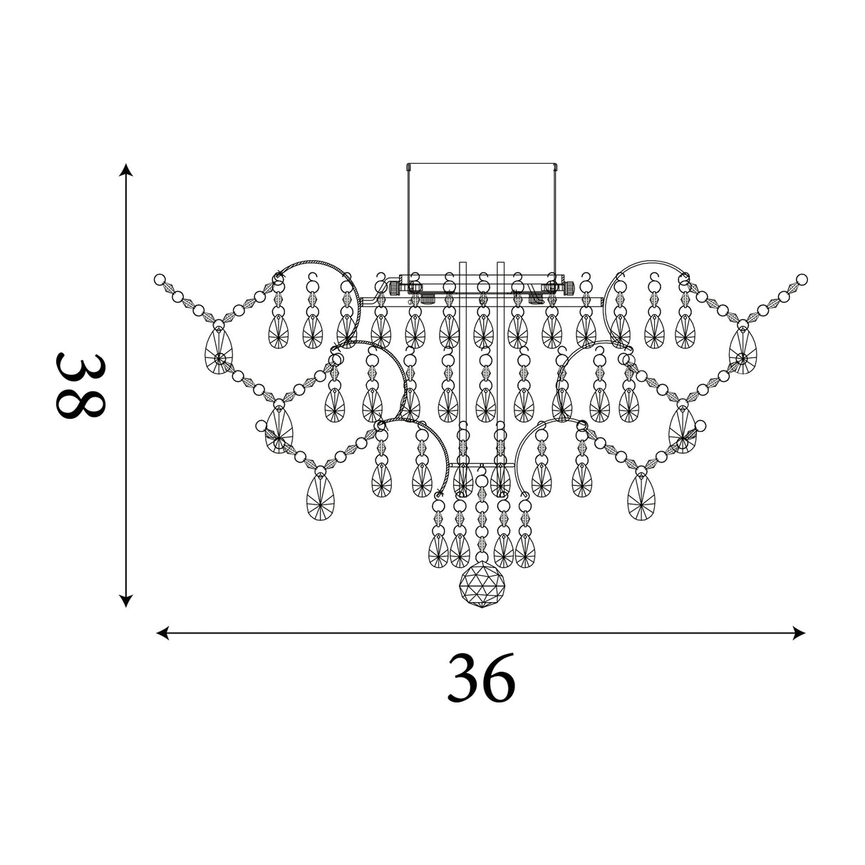 Searchlight Electric Belle Chandelier  - Chrome Metal & Clear Crystal 7901-1CC-LED