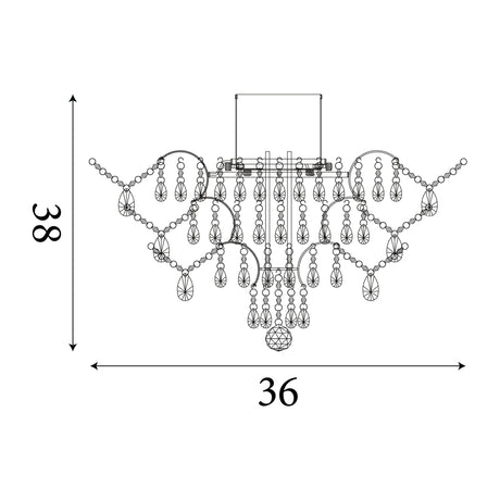 Searchlight Electric Belle Chandelier  - Chrome Metal & Clear Crystal 7901-1CC-LED
