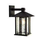 Venice Outdoor Wall Light  -  Black & Water Glass, IP44