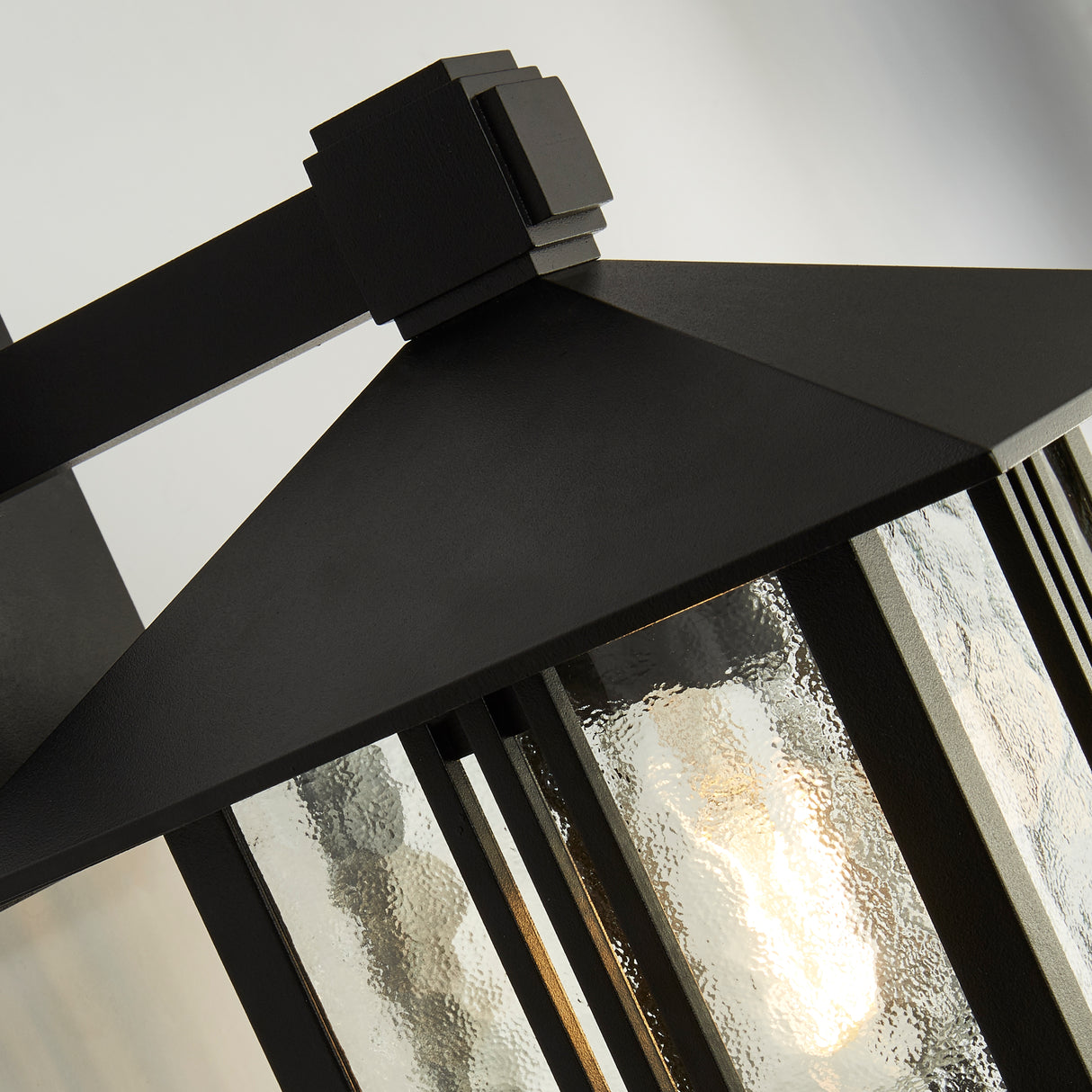 Searchlight Electric Venice Outdoor Wall Light  -  Black & Water Glass, IP44 7926BK
