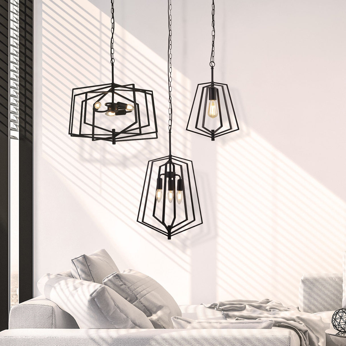 Searchlight Electric Slinky 3Lt Ceiling Pendant - Black Metal 7973BK