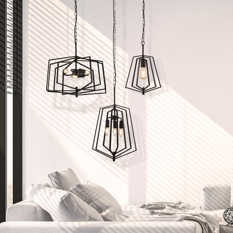 Searchlight Electric Slinky 3Lt Ceiling Pendant - Black Metal 7973BK
