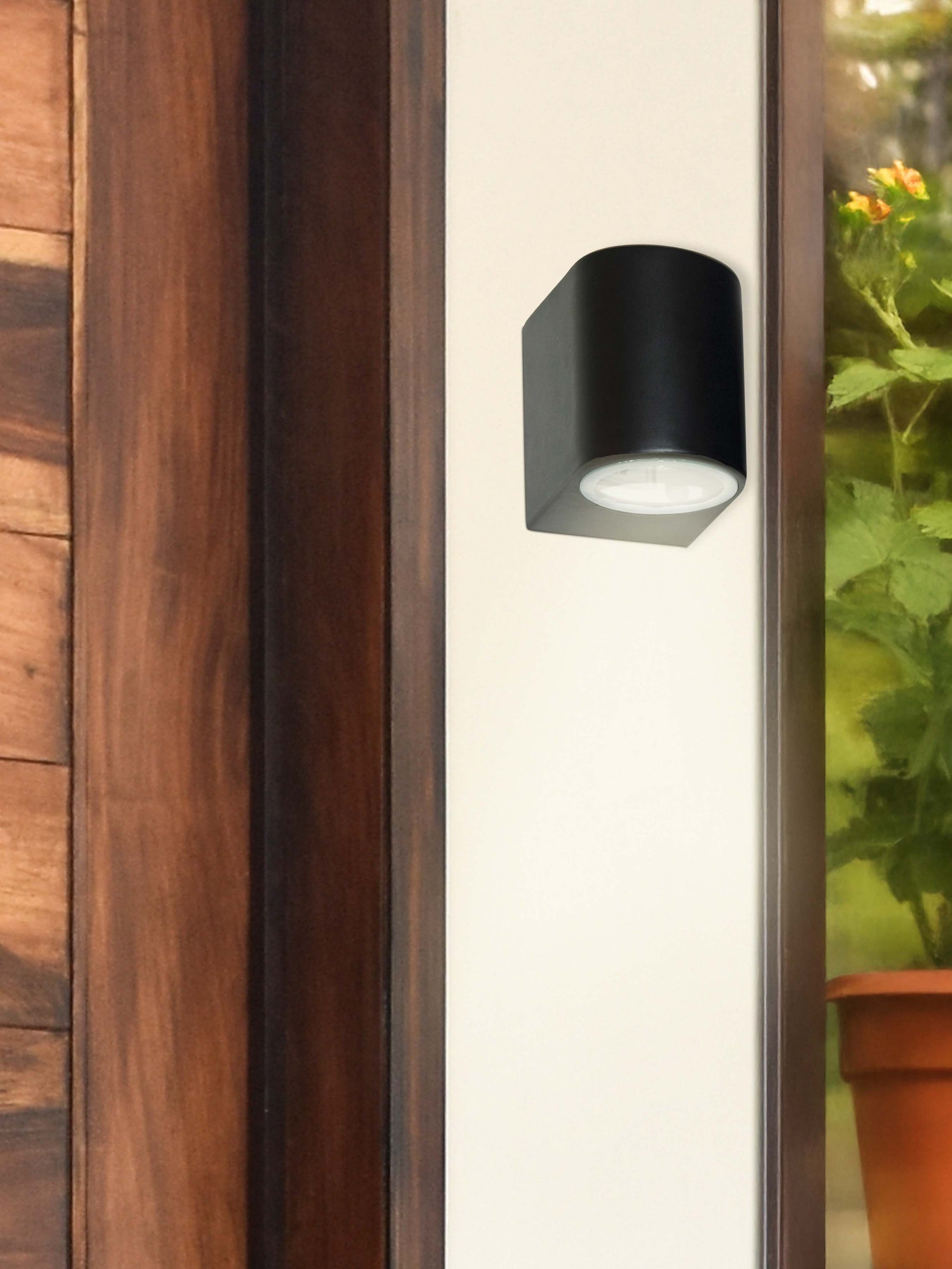 Searchlight Electric Eiffel Outdoor Wall Light-Black Metal, Clear & Frosted Glass 8008-1BK-LED