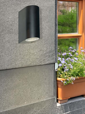 Searchlight Electric Eiffel Outdoor Wall Light-Black Metal, Clear & Frosted Glass 8008-2BK-LED