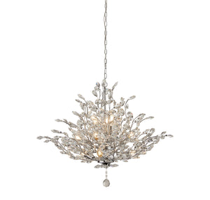 Bouquet  11Lt Pendant - Chrome Metal & Crystal