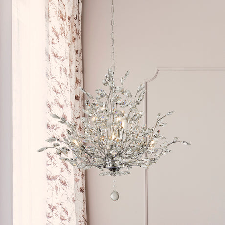 Searchlight Electric Bouquet  11Lt Pendant - Chrome Metal & Crystal 8011-11CC