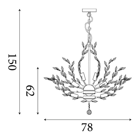 Searchlight Electric Bouquet  11Lt Pendant - Chrome Metal & Crystal 8011-11CC