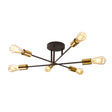 Armstrong 6Lt Semi-Flush - Black & Satin Brass Metal