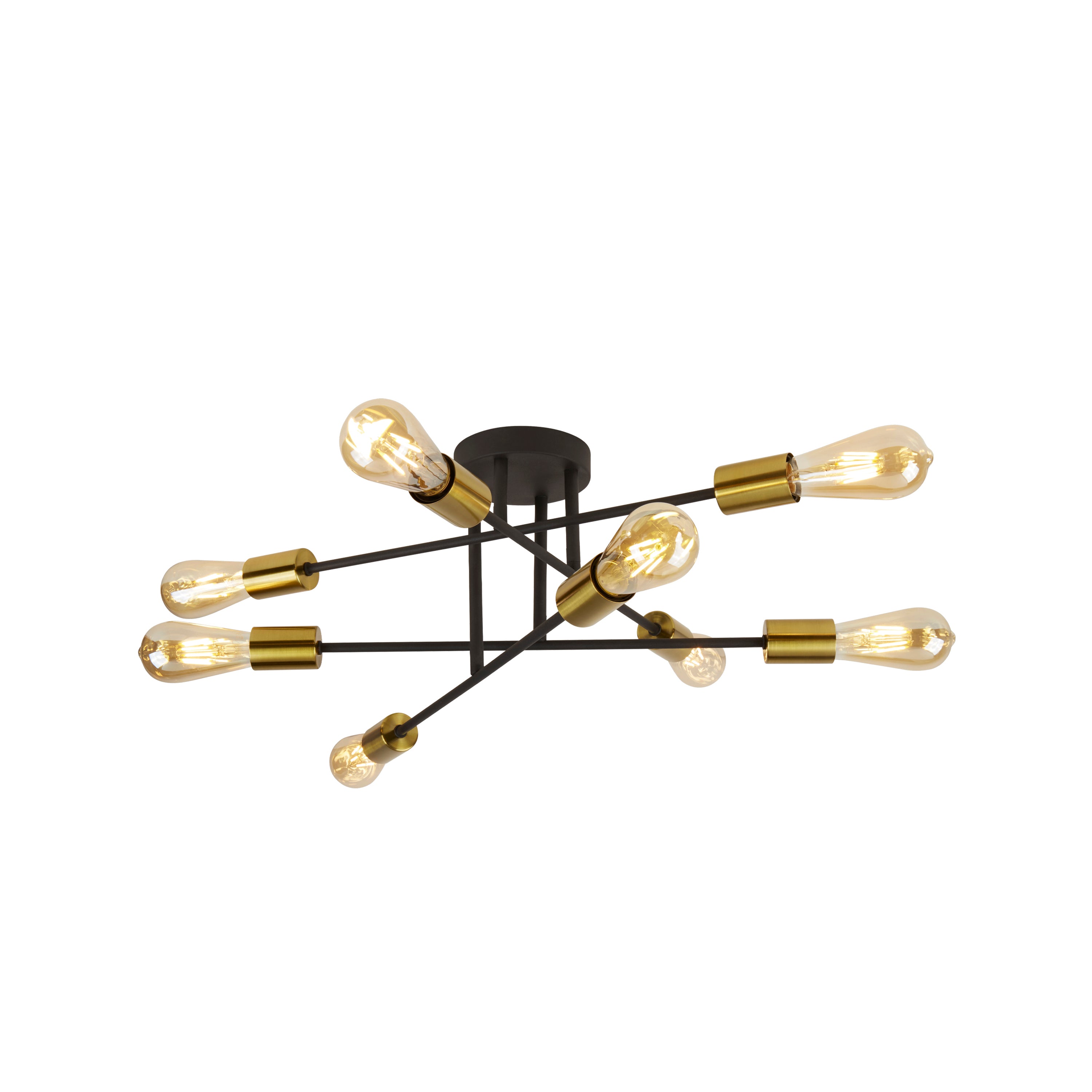 Armstrong  8Lt Semi-Flush - Black & Satin Brass Metal